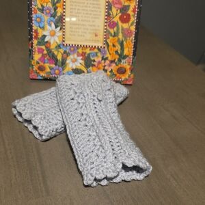 Handcrafted Light Gray Crochet Fingerless Gloves